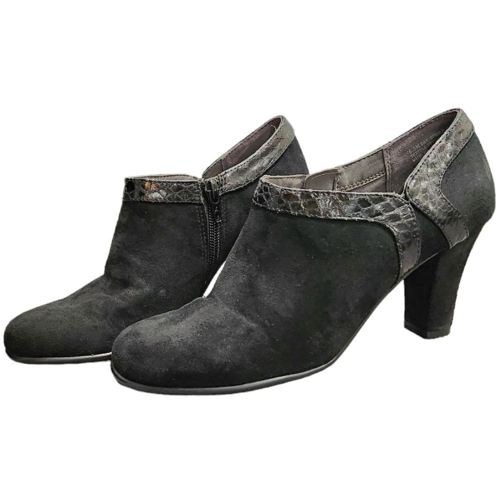 Aerosoles Day Strole Round Toe Stylish Suede Booties Heel Pump 6.5M - Picture 1 of 6